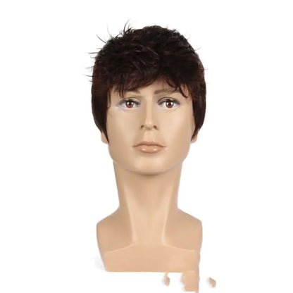 Men's Short Hair Wig with Headgear