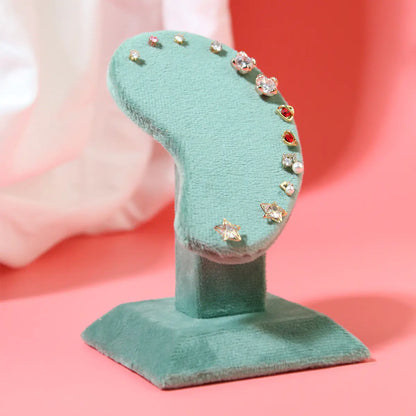 Jewelry Display Stand with Green Velvet for Earrings