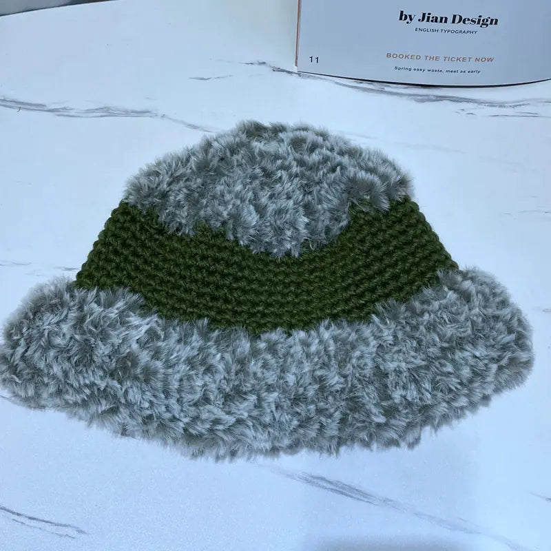 Korean Plush Fisherman Hat with Japanese Knitting Wool