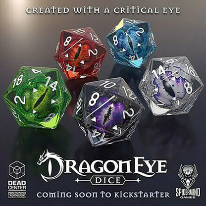 Colorful Dragon Eye Crystal Dice Set with Polygonal Design