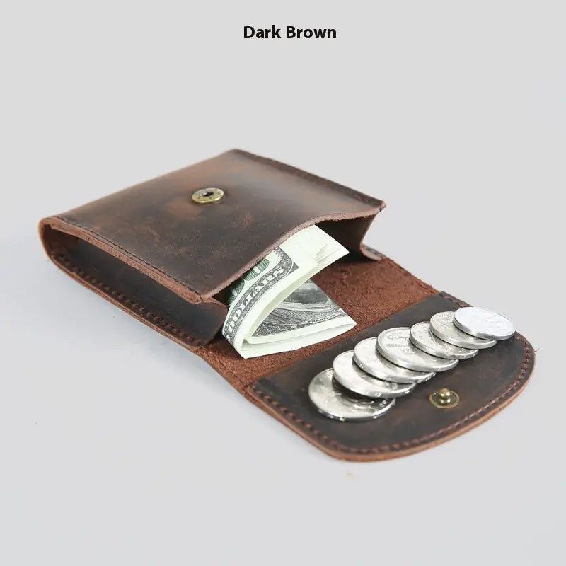Retro Cowhide Mini Coin Wallet
