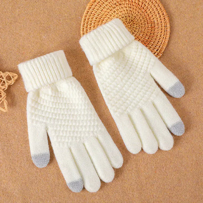 Velvet Touch Screen Knitted Gloves for Women
