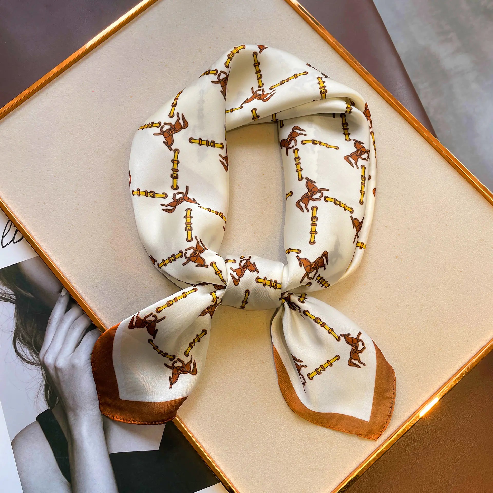 Luxury Floral Letter Scarf 70cm Silk for Professionals