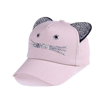 Spring Summer Denim Baseball Cap with Cat Ears