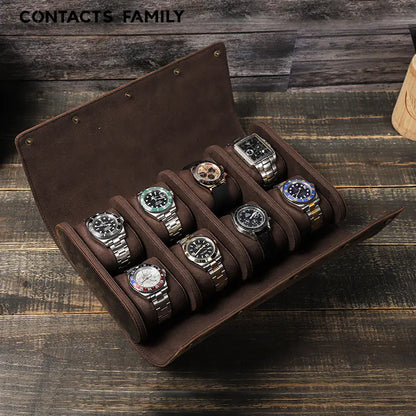 Vintage Crazy Horse Leather Watch Storage Box (8 Slots)