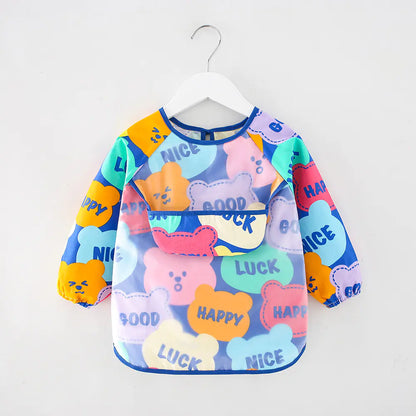 Waterproof Long Sleeve Kids Smock Apron for Eating