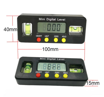 Mini Digital Electronic Spirit Level with Magnetic Base, 100mm, LCD Angle Protractor (Black/Red)