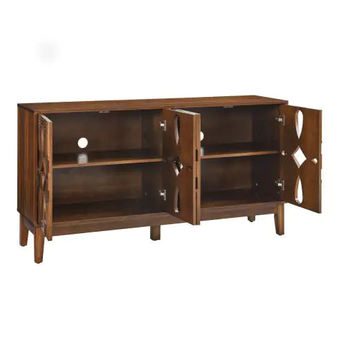 60.5 Mid Century Modern Sideboard Buffet Cabinet With Storage, TV Media Console Table, Storage Cabinet With 4 Doors   Adjustable Shelves For Kitchen Dining Living Room Bedroom Entryway, Walnut