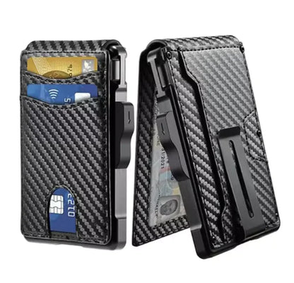 Men's RFID Protected Metal Magnetic Flip Card Holder Wallet