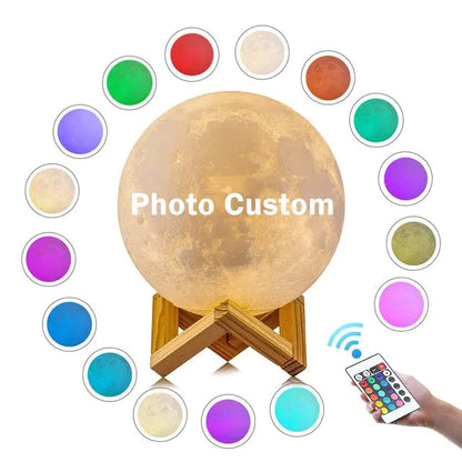 Custom Dual Color Moon Lamp with Touch Control