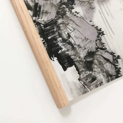 4-Piece Set Black and White Landscape Oil Paintings