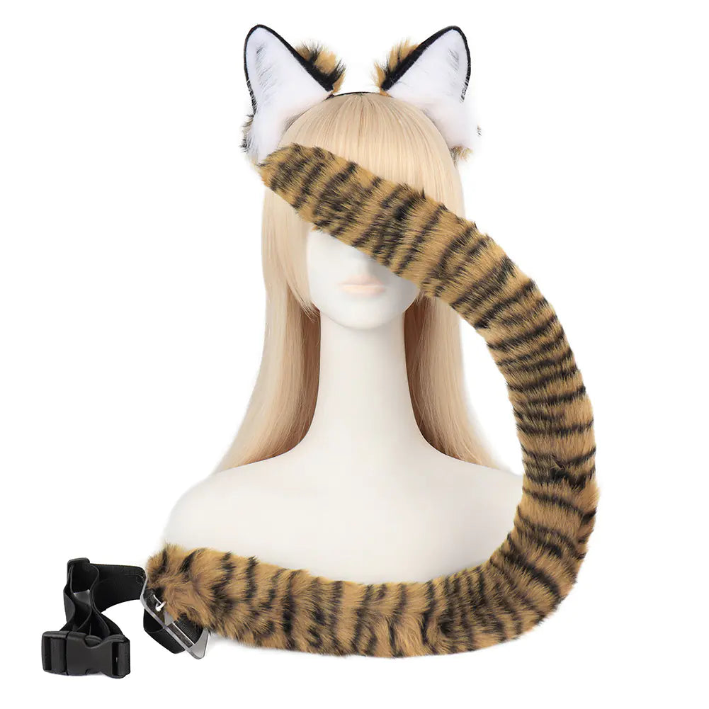 Tiger Ear and Tail Headband Cosplay Prop Set