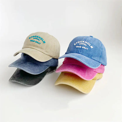 Retro Letter Baseball Caps for Kids - Spring/Summer