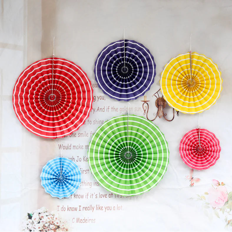 6PCS Paper Flower Fan Decoration Set for Events