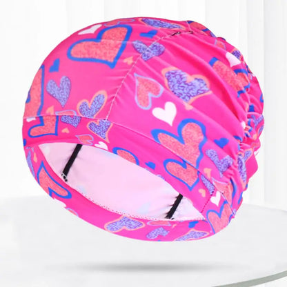Pleated Swim Cap for Adults - Cute Print & Solid Color