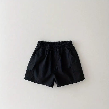 Boys Casual Plain Shorts with Pocket and Elastic Waist