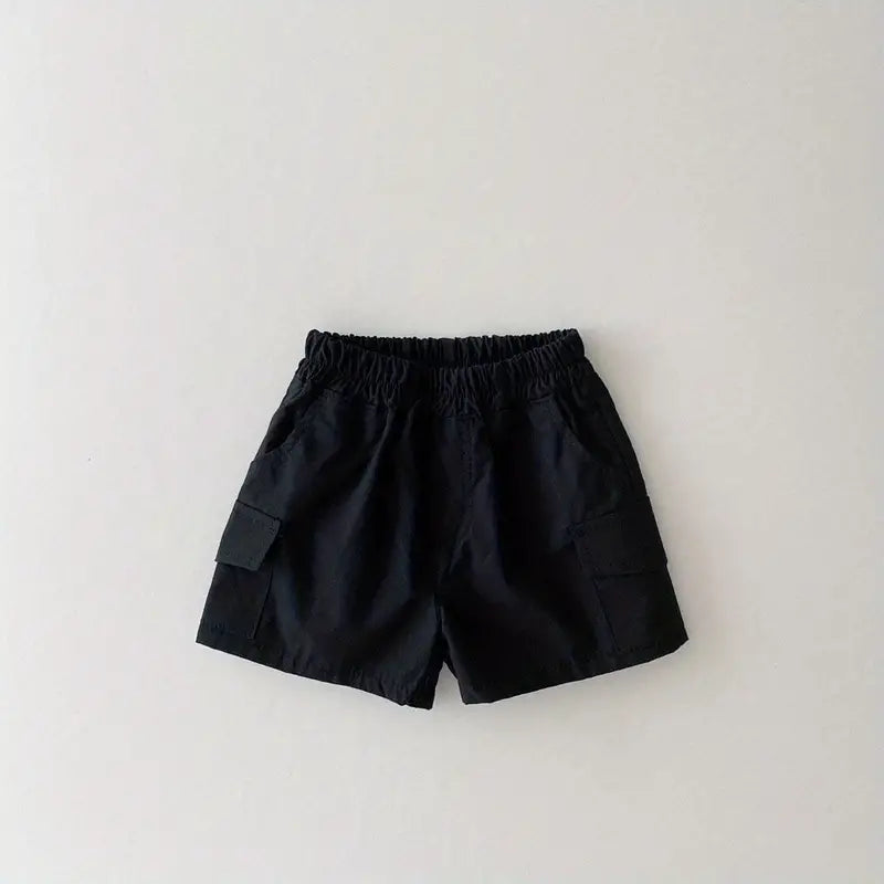 Boys Casual Plain Shorts with Pocket and Elastic Waist