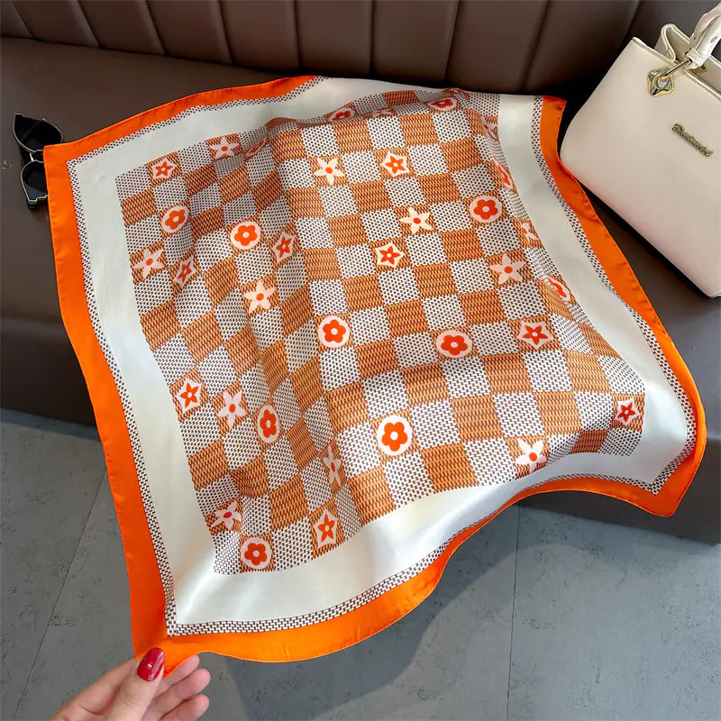 Luxury Floral Letter Scarf 70cm Silk for Professionals