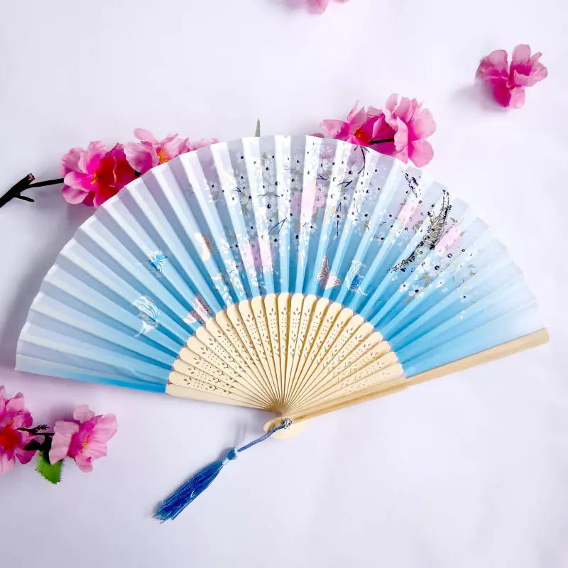 Traditional Chinese Women's Folding Bamboo Silk Fan