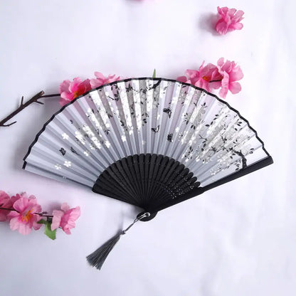 Traditional Chinese Women's Folding Bamboo Silk Fan