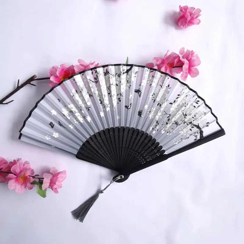 Traditional Chinese Women's Folding Bamboo Silk Fan