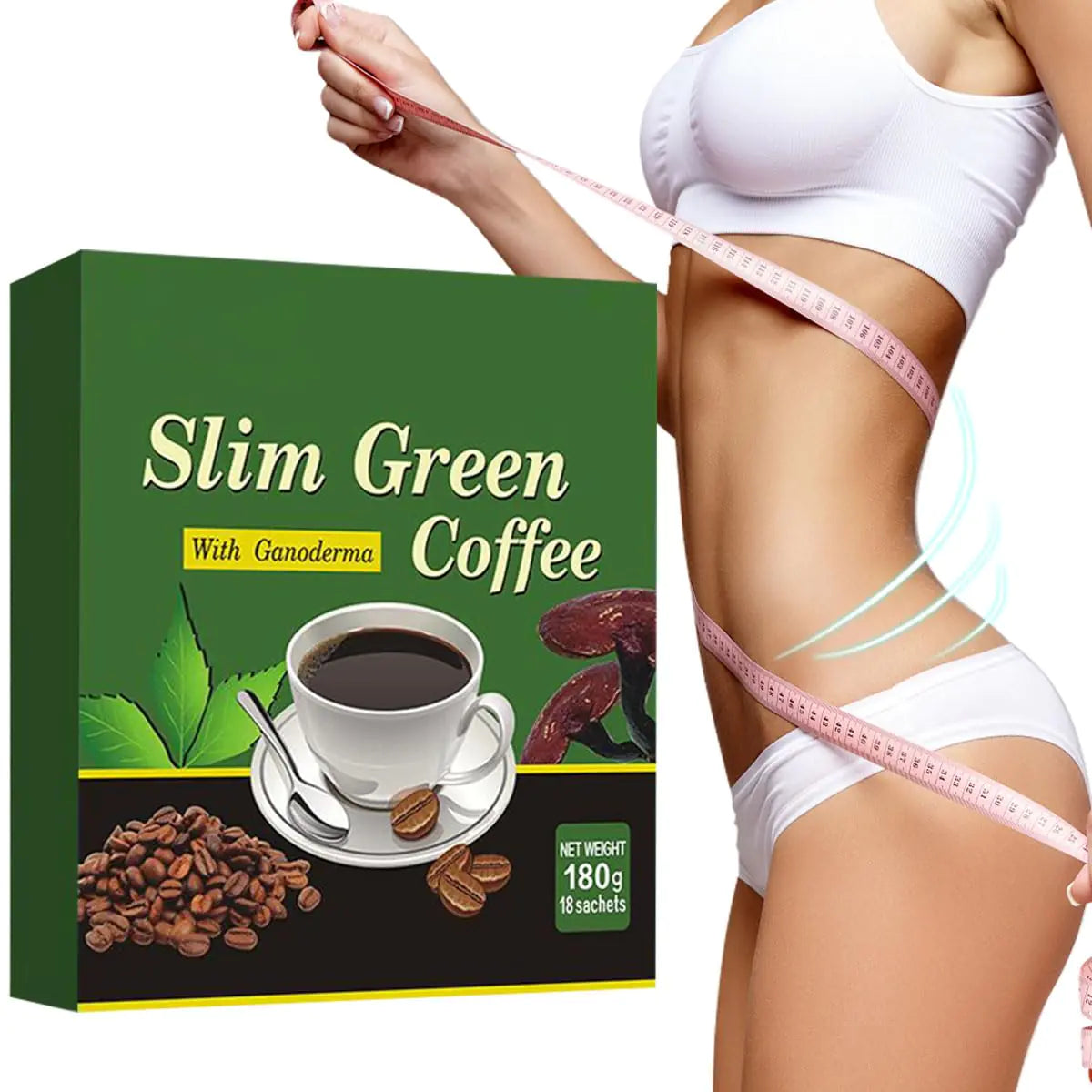 Premium Green Coffee Bean Extract Powder - Gluten-Free Green Coffee Bean Extract Supplements with 10 Natural Health Blends Instant Coffee 180g (18 Sachets)