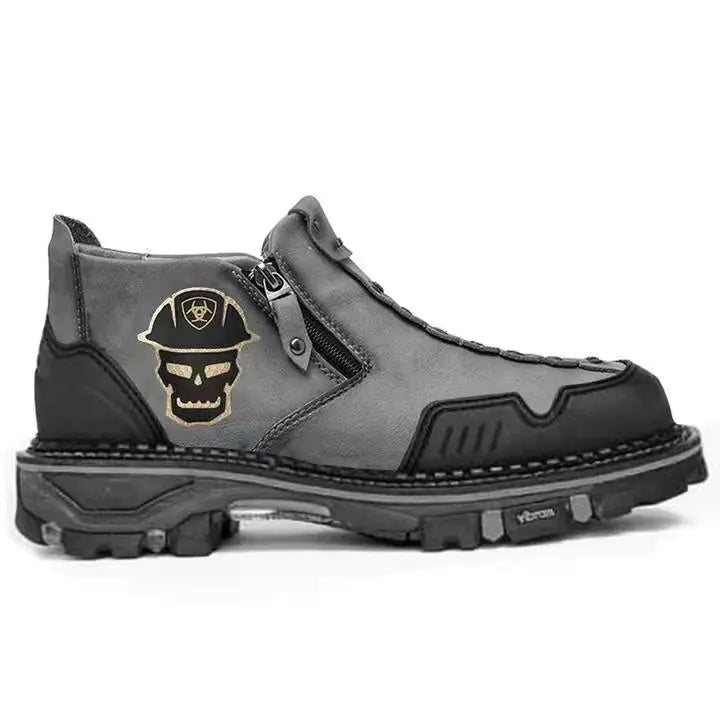 Men's Short Boots with Halloween Skull Design