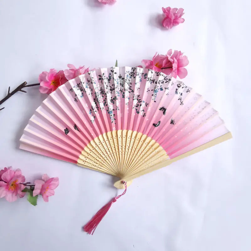 Traditional Chinese Women's Folding Bamboo Silk Fan