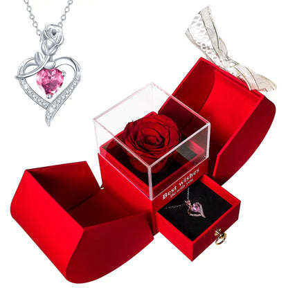 Amazon Preserved Flower Jewelry Box with Necklace