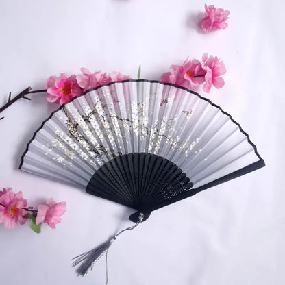 Traditional Chinese Women's Folding Bamboo Silk Fan
