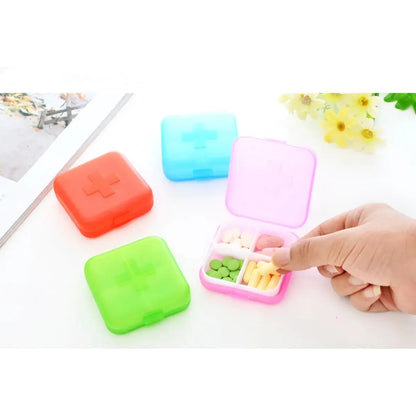 Portable cross four grid medicine box