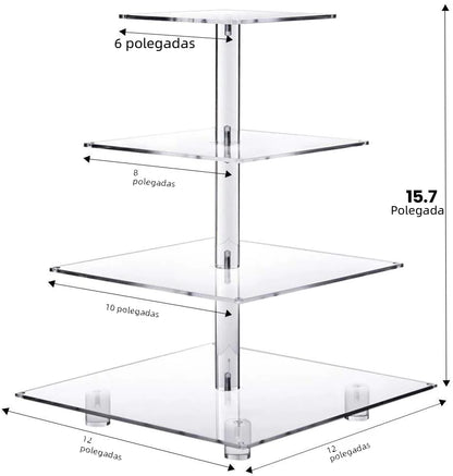 4-Tier Thick Acrylic LED Cake Stand for Weddings