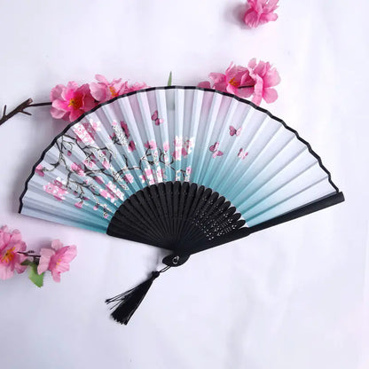 Traditional Chinese Women's Folding Bamboo Silk Fan
