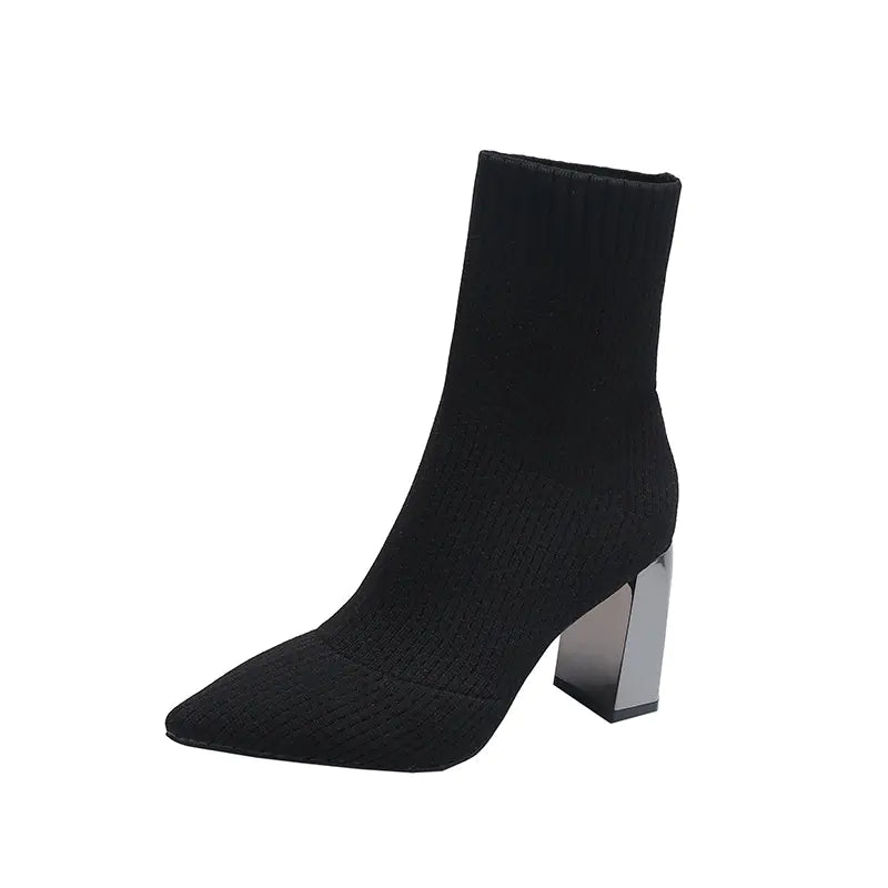 Women's Pointed High Heels Elastic Sock Boots for Fall