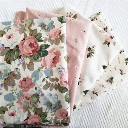Pastoral Floral Twill Cotton Fabric for DIY Weaving