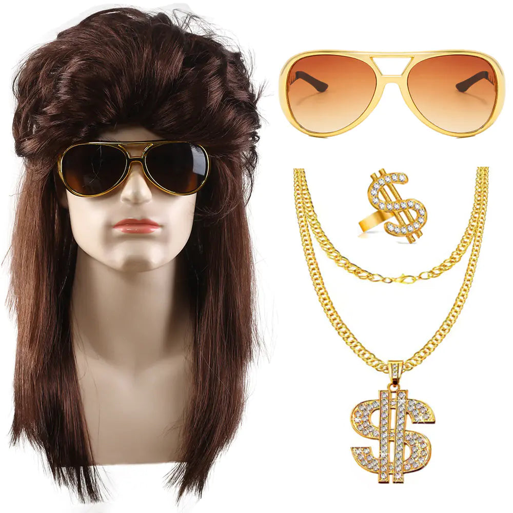 80s Punk Cosplay Tiger King Wig Hat for Men