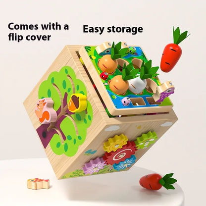 Wooden Multifunctional Puzzle Beads Treasure Box for Kids