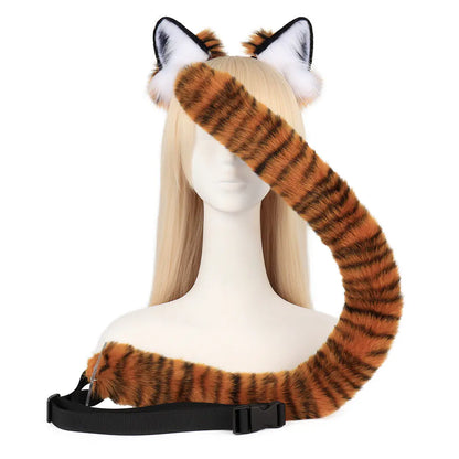 Tiger Ear and Tail Headband Cosplay Prop Set