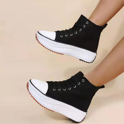 Thick-Soled Round Toe White Shoes for Sports & Leisure