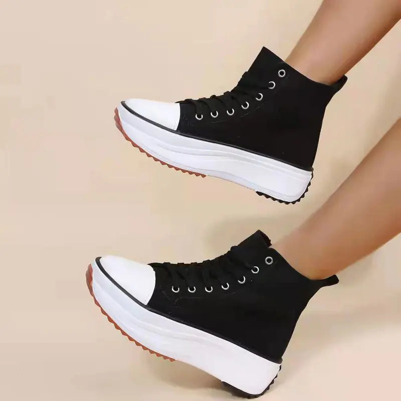 Thick-Soled Round Toe White Shoes for Sports & Leisure