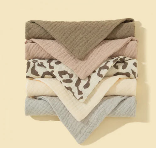 5-Pack Soft Cotton Triangle Baby Bibs with Snap Buttons