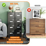 4 Drawer File Cabinet, Metal Vertical Black Filing Cabinets With Lock For Home Office With Name Card Holder For Letter,Legal,A4,F4 Size,Assemble Required