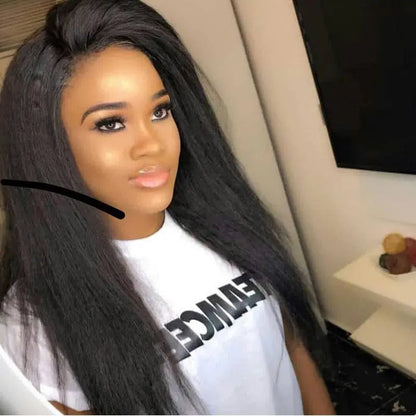 Kinky Straight ClipIn Human Hair Extensions Natural