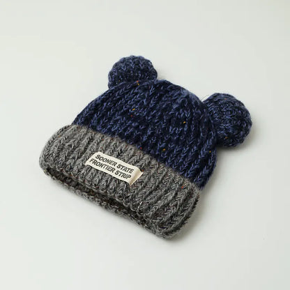 Women's Mixed Color Knitted Earmuffs Hat for Winter