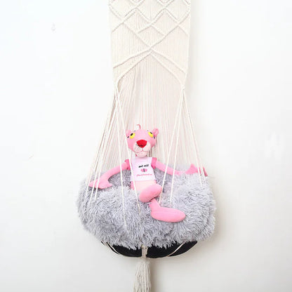 Bohemian Cat Swing Pet Bed with Handmade Lace Design