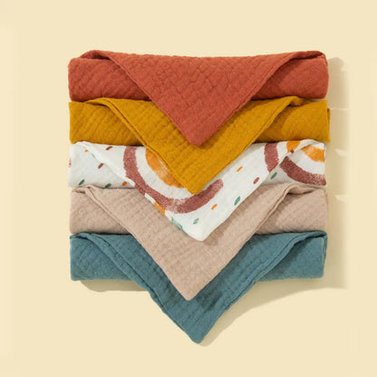 5-Pack Soft Cotton Triangle Baby Bibs with Snap Buttons