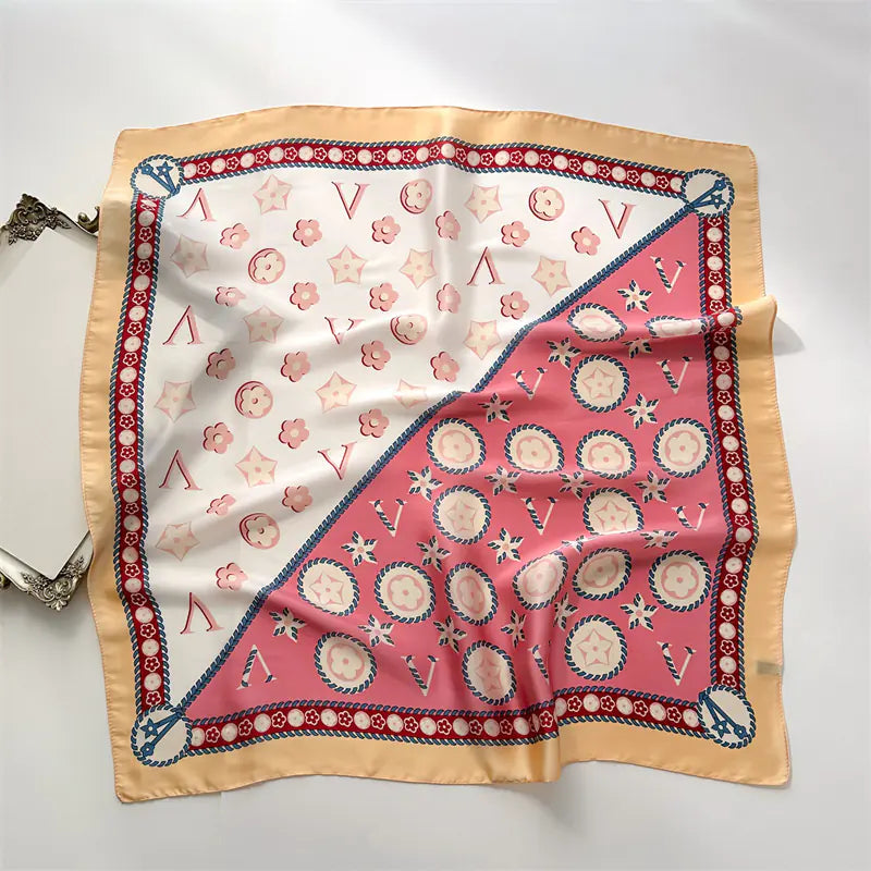 Luxury Floral Letter Scarf 70cm Silk for Professionals