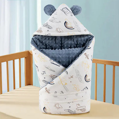 Cozy 90x90cm Newborn Baby Blanket with Hat & Core