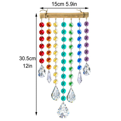 Dreamy Crystal Wind Chime with Irregular Wooden Sticks