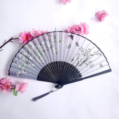 Traditional Chinese Women's Folding Bamboo Silk Fan